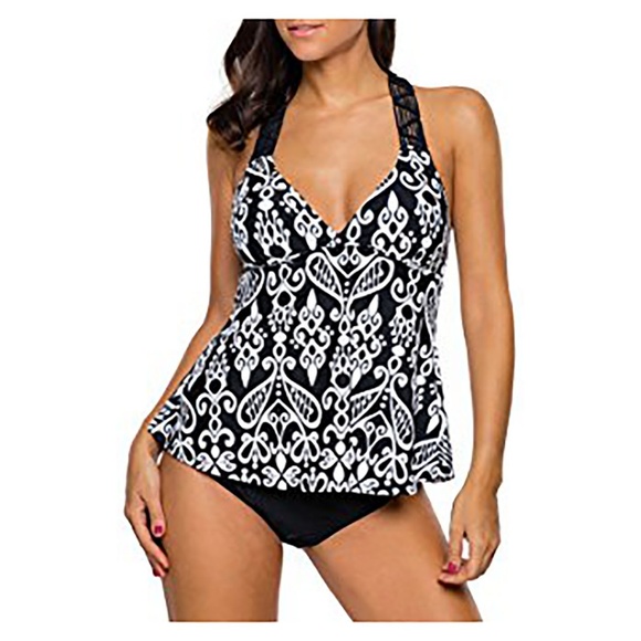 Dokotoo Summer Patchwork Open Back Tankini - Picture 2 of 7